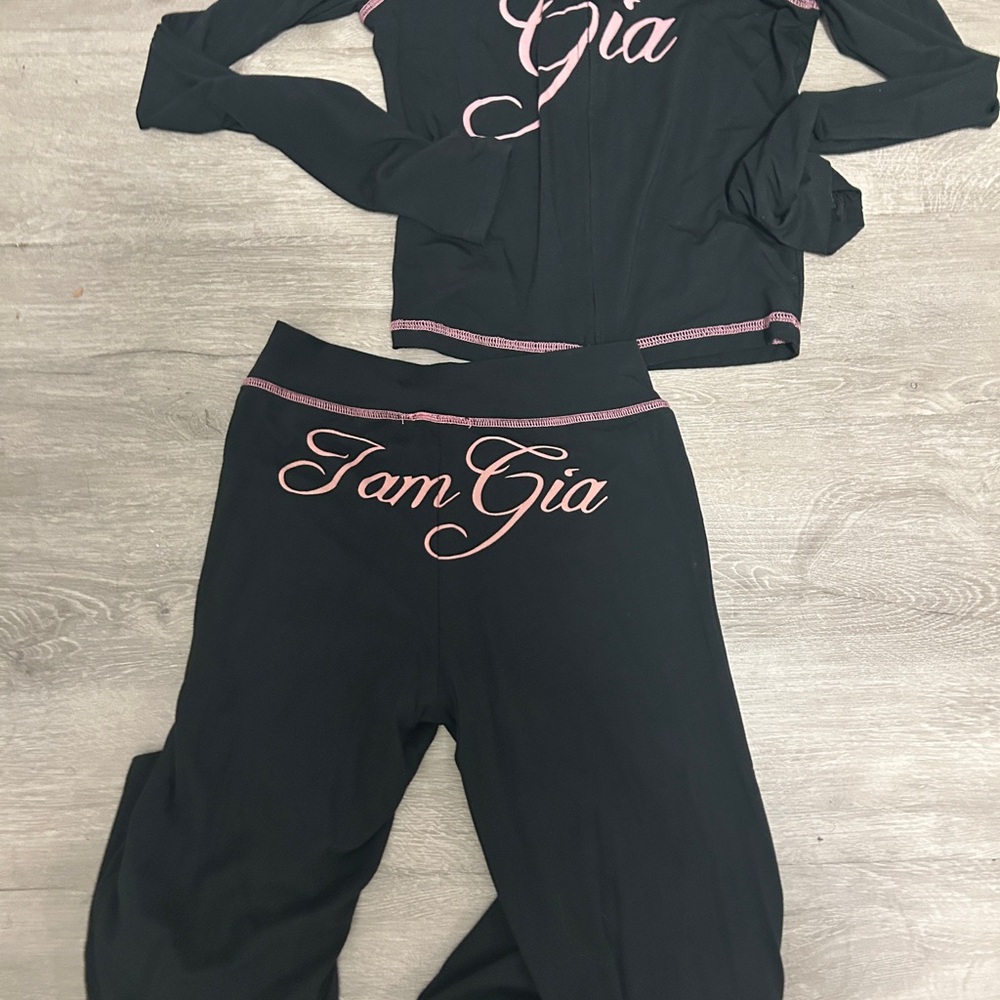 I.AM.GIA Black Hoodie with Pink Script Logo - Picture 4 of 4